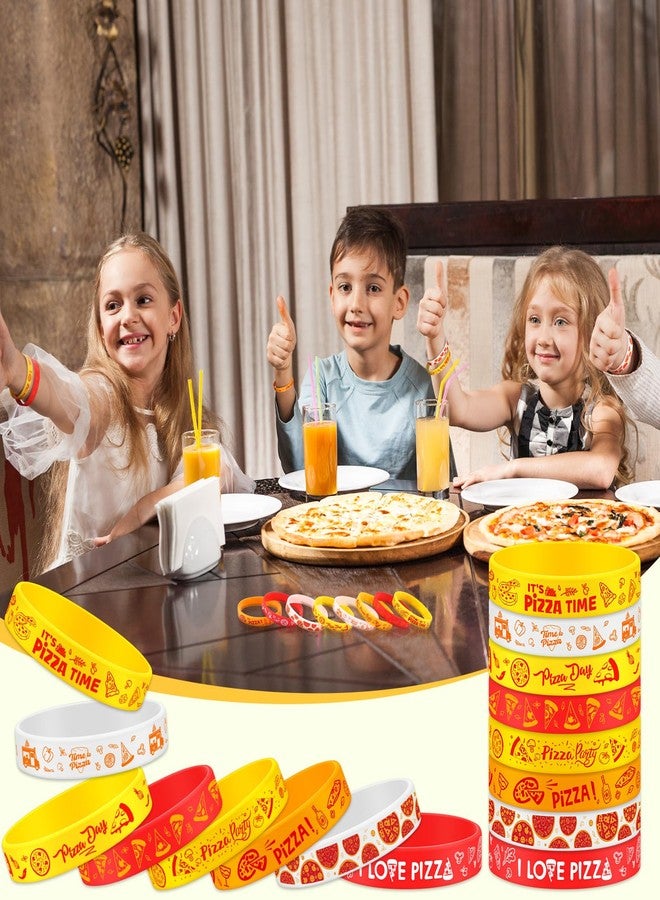 Furbeko 48Pcs Pizza Party Wristbands Silicone Bracelets Pizza Birthday Party Supplies Pizza Theme Stretch Bracelets Gifts for Women Men Teen Pizza Party Favors School Prizes, 8 Styles - Image 5